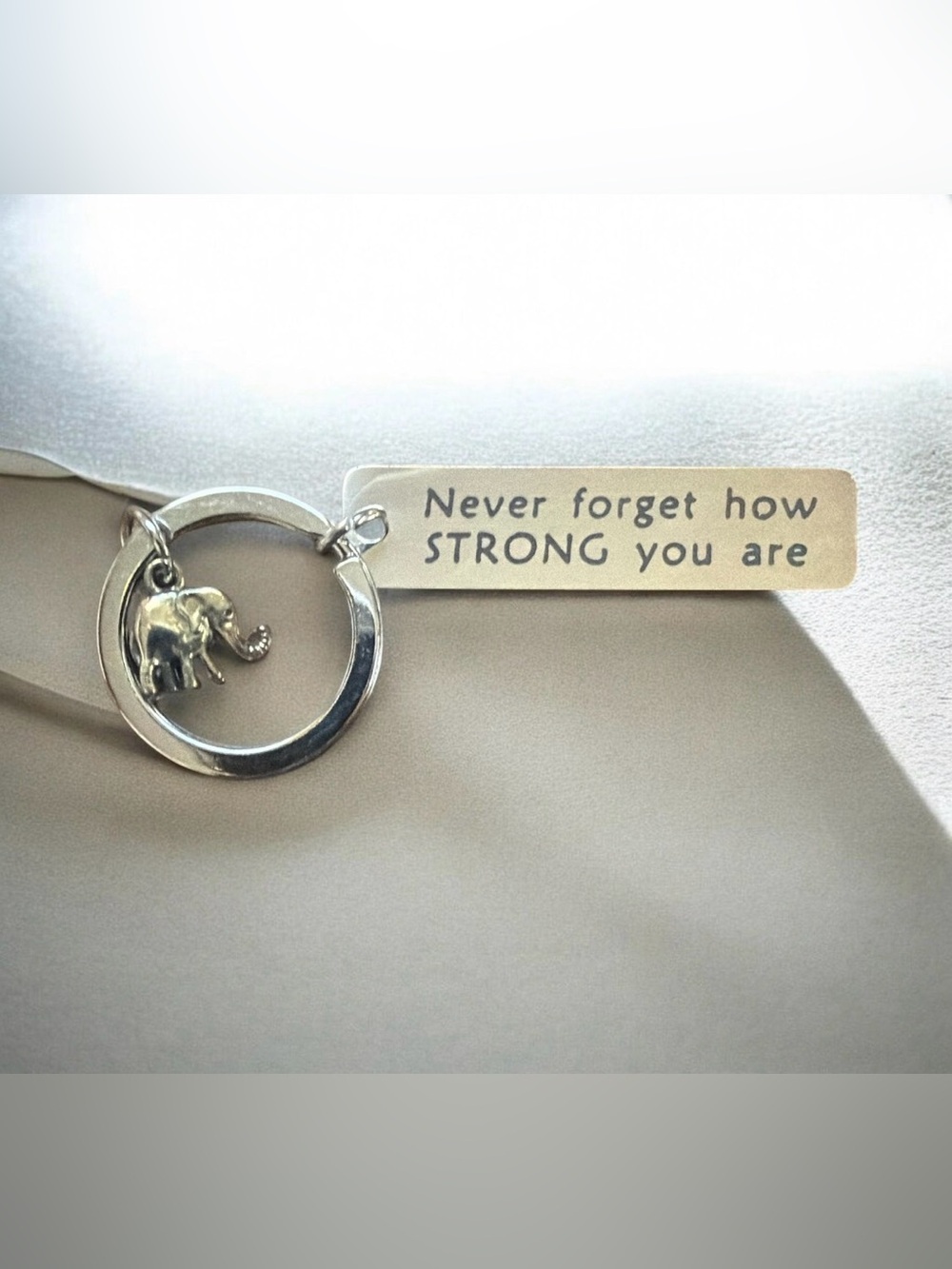 Inspirational Elephant Keychain - Silver Tone NIP